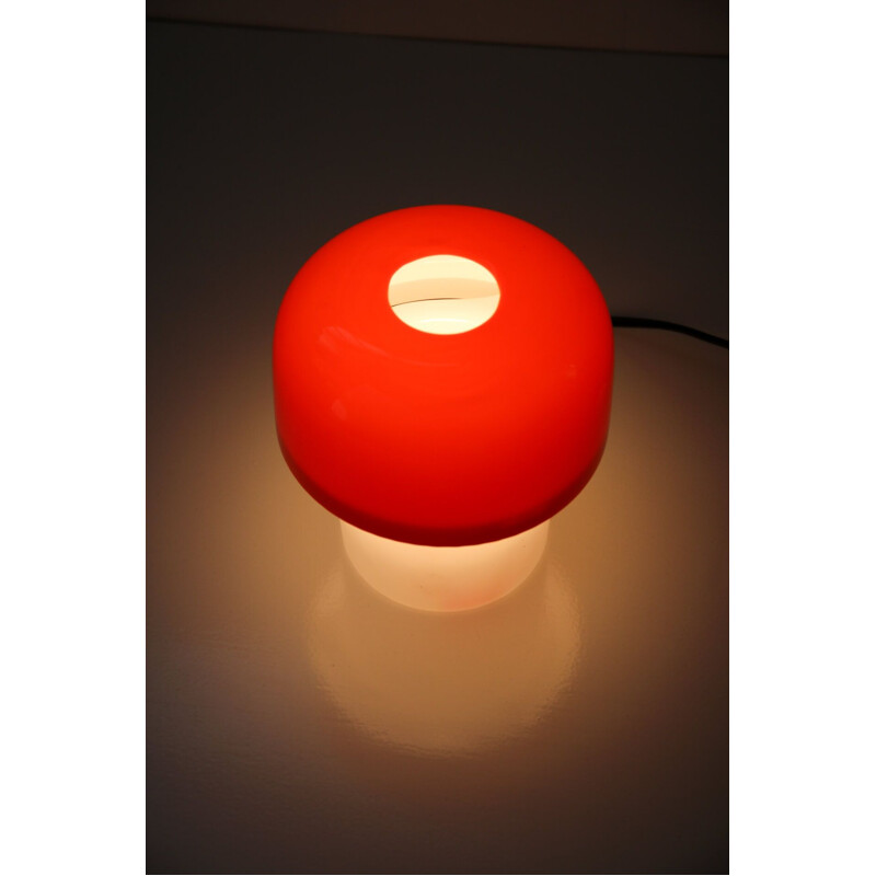 Mid-Century space age red table lamp from Luigi Massoni for Guzzini, 1970s