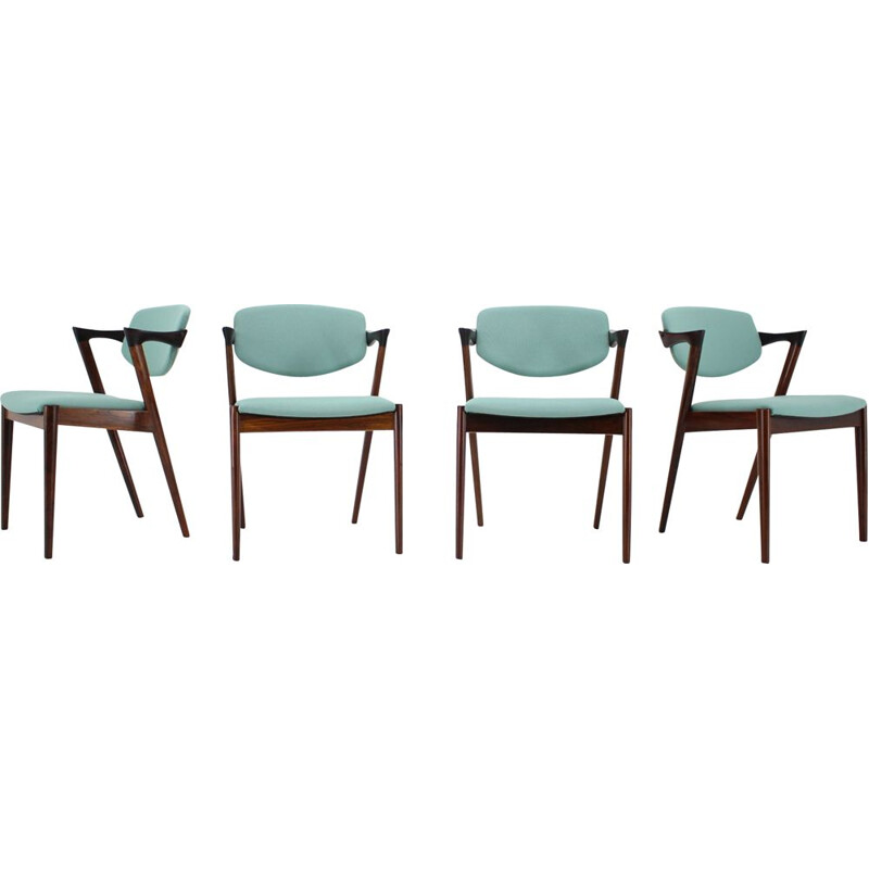 Set of 4 vintage Model 42 Rosewood Dining Chairs,Kai Kristiansen 1960s