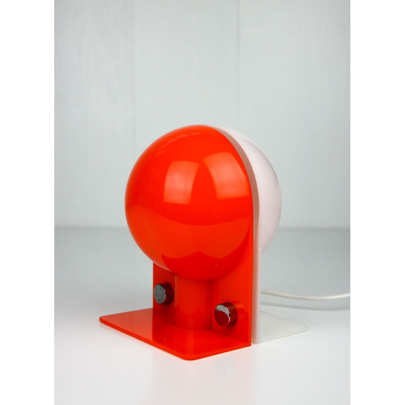 Vintage orange table lamp by Sergio Brazzoli for Guzzini, Space Age 1970
