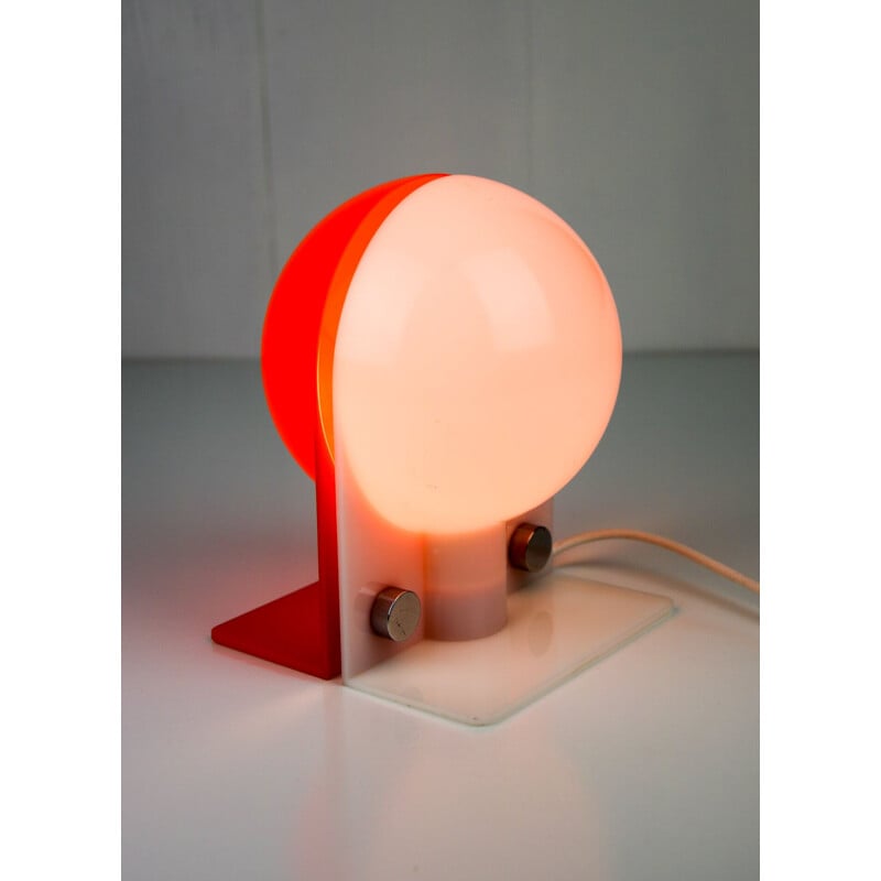 Lampe de table vintage orange de Sergio Brazzoli pour Guzzini, Space Age 1970