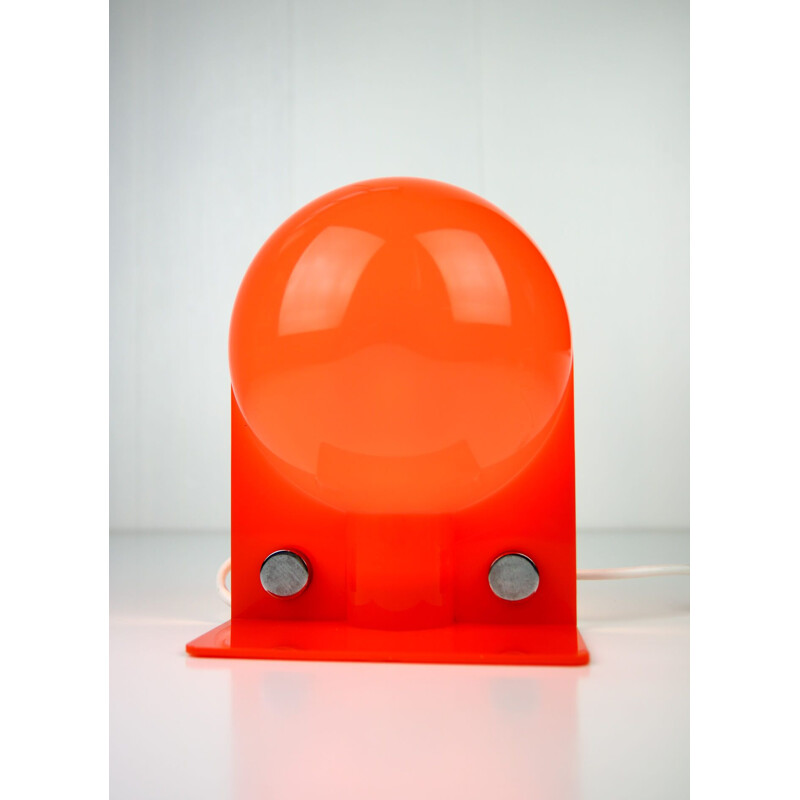 Orangefarbene Vintage-Tischlampe von Sergio Brazzoli für Guzzini, Space Age 1970