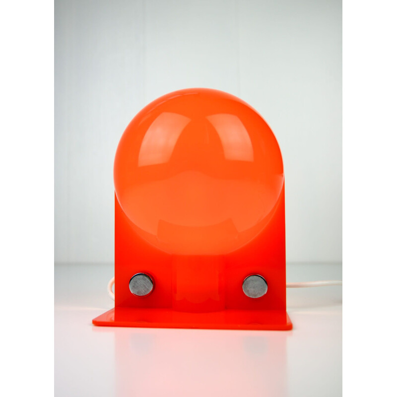 Vintage orange table lamp by Sergio Brazzoli for Guzzini, Space Age 1970