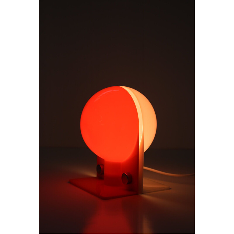 Vintage orange table lamp by Sergio Brazzoli for Guzzini, Space Age 1970