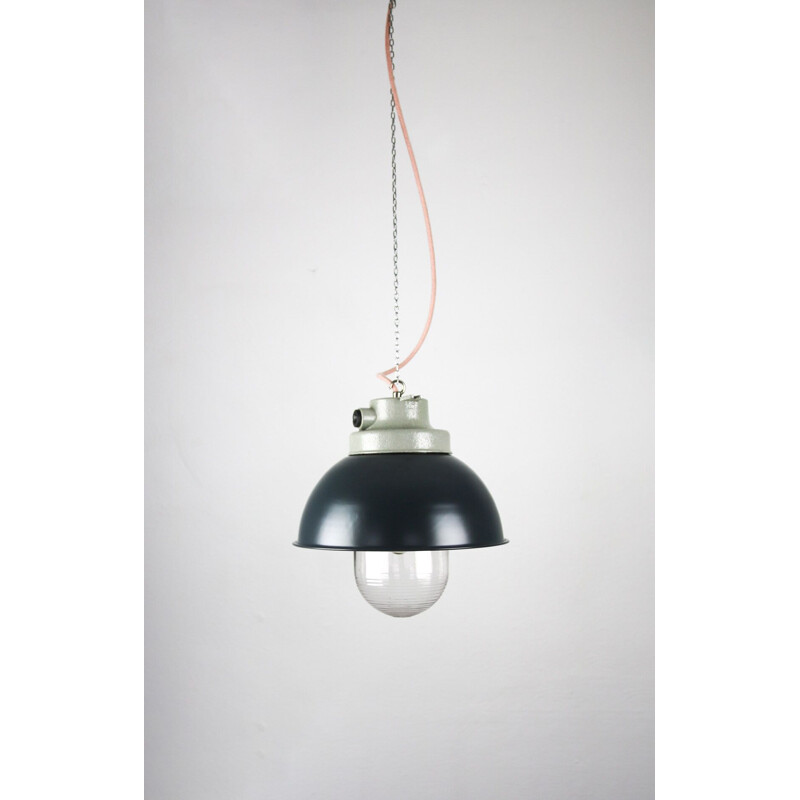 Vintage antracite big industrial pendant lamp from TEP