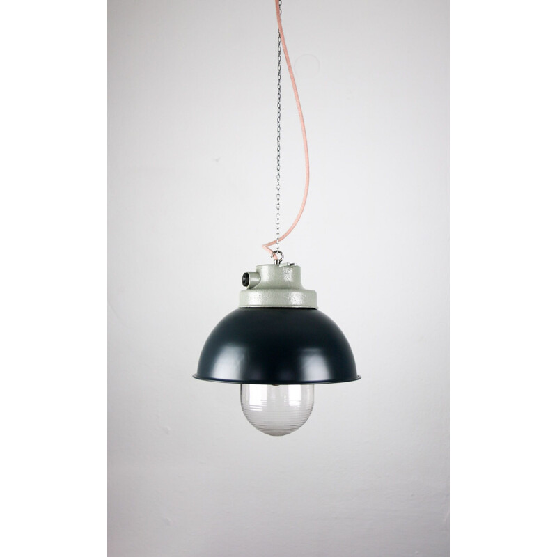 Vintage antracite big industrial pendant lamp from TEP