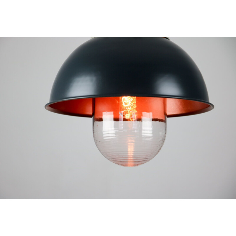 Vintage antracite big industrial pendant lamp from TEP