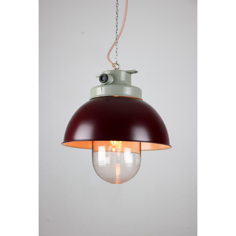 Suspension vintage industrielle bourgogne de TEP