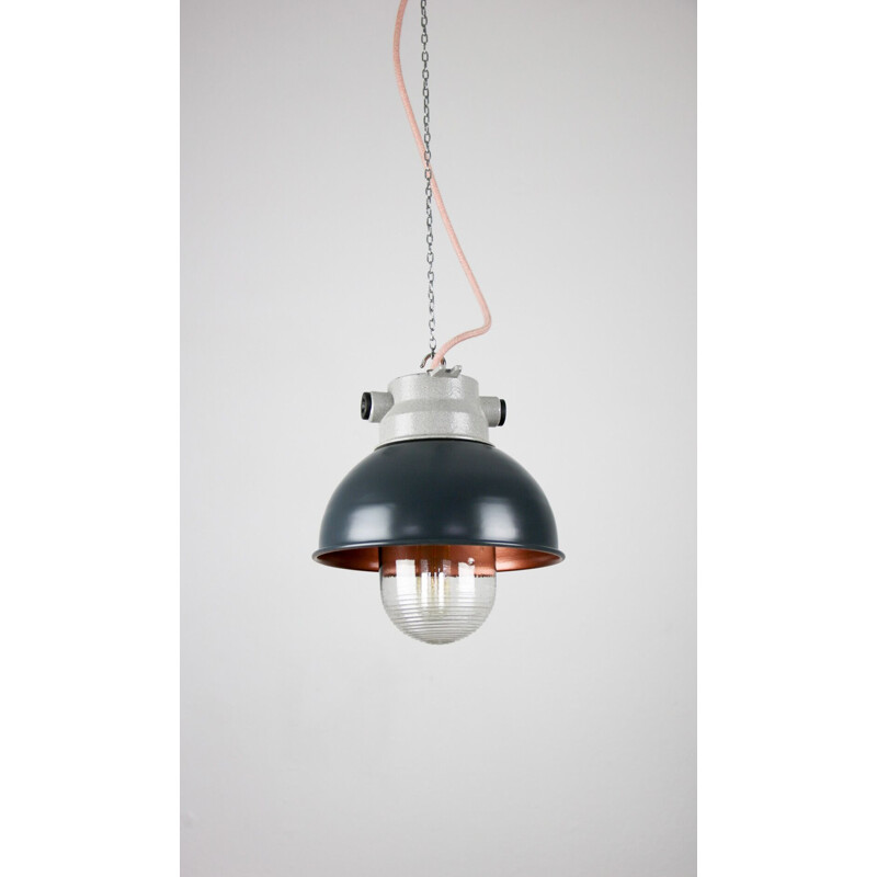 Vintage industrial small pendant lamp in antracite of TEP