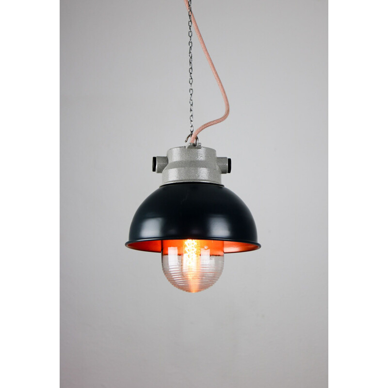 Vintage industrial small pendant lamp in antracite of TEP