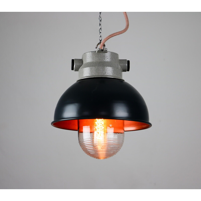 Petite suspension industrielle vintage en antracite de TEP