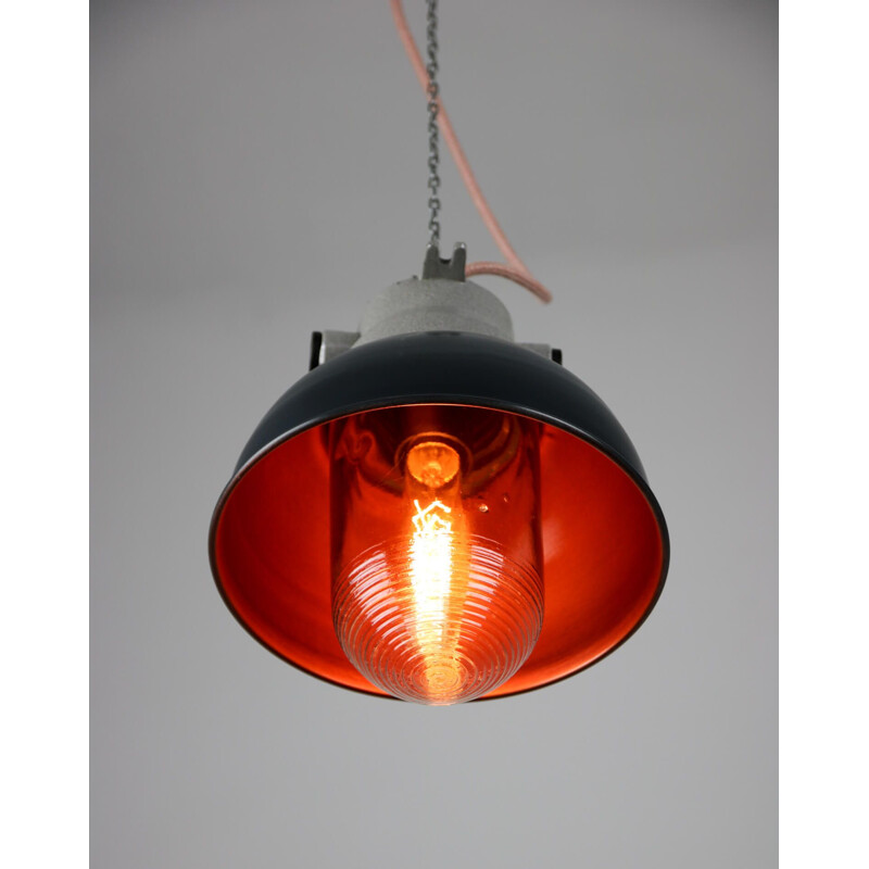 Vintage industrial small pendant lamp in antracite of TEP