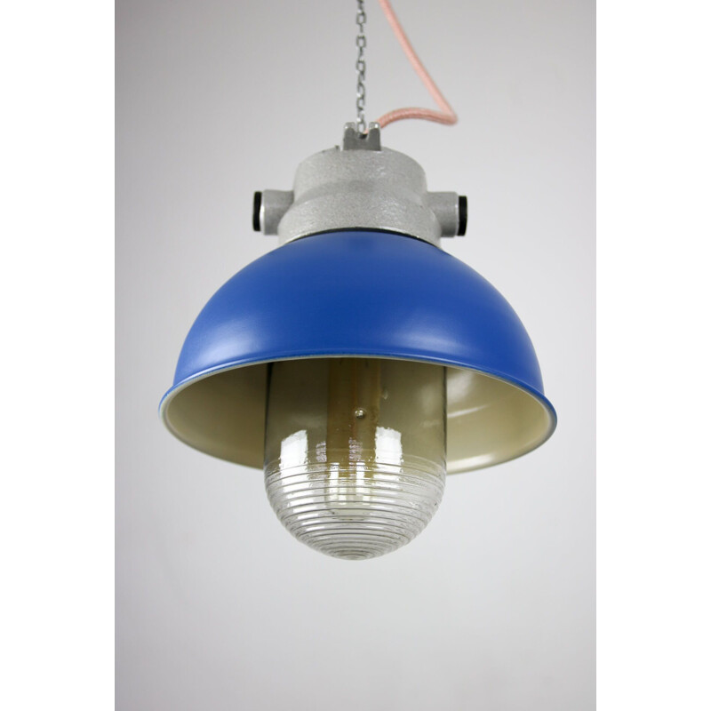 Vintage industrial blue small pendant lamp by TEP