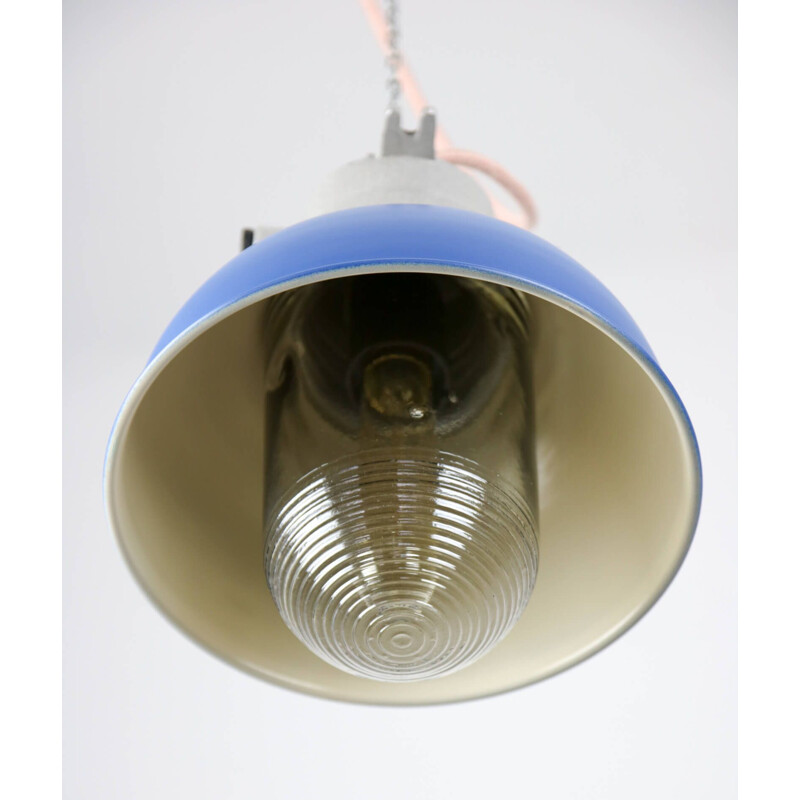 Vintage industrial blue small pendant lamp by TEP