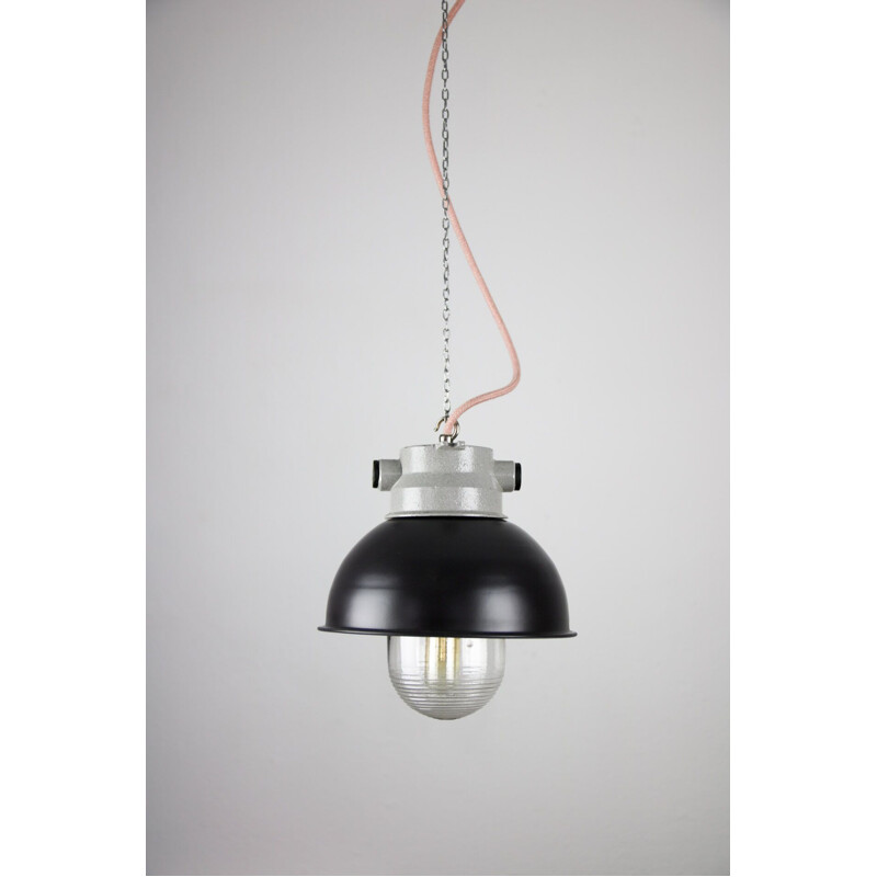 Dark blue vintage industrial pendant lamp from Tep