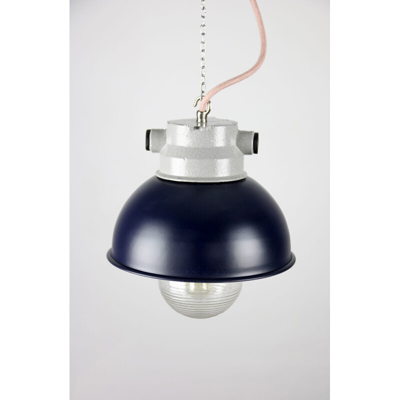 Vintage dark purple industrial pendant lamp from Tep