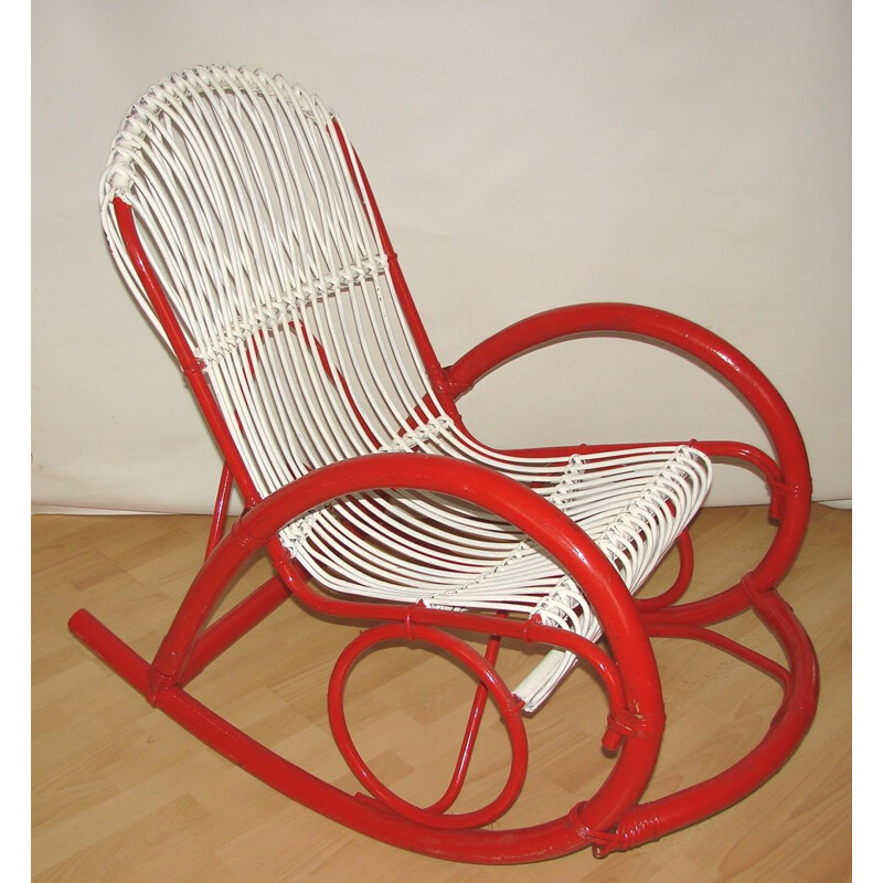 Vintage rotan schommelstoel, Rohe Noordwolde 1970