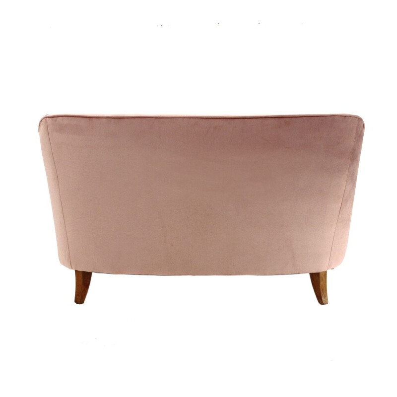 Vintage 2-Sitzer-Sofa aus rosa Samt 1950