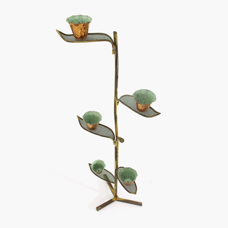 Vintage brass and copper plant stand 1950's