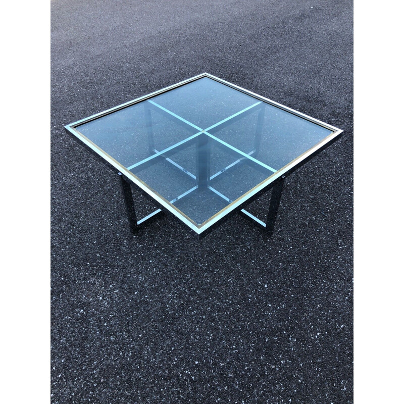 Vintage chrome and brass coffee table from Maison Jansen, 1970