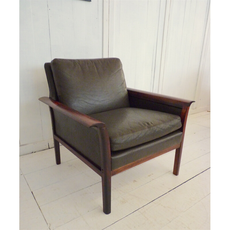 Vatne Mobler living room set in black leather, Knut SAETER - 1960s