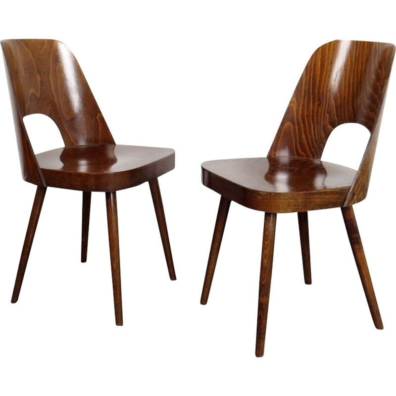 Paire de chaises vintage d'Oswald Haertl Tchécoslovaquie 1960