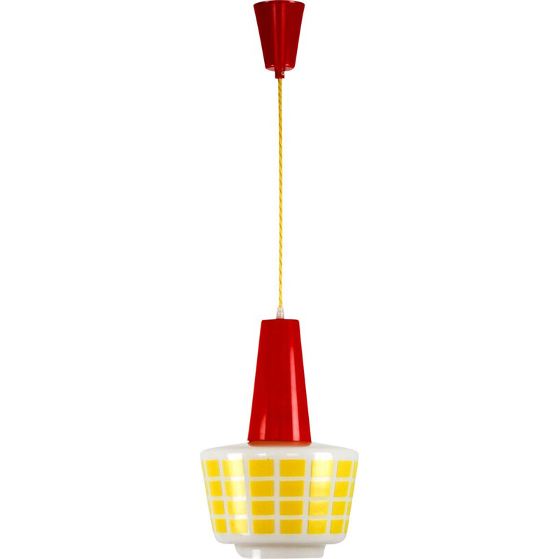 Vintage rode en gele glazen ophanging