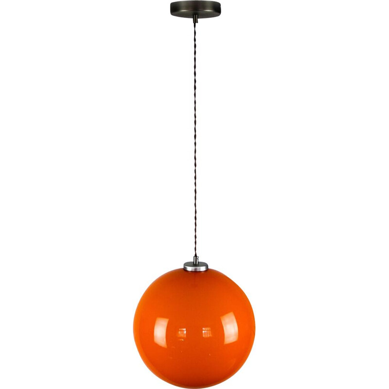 Mid-century orange glass pendant lamp