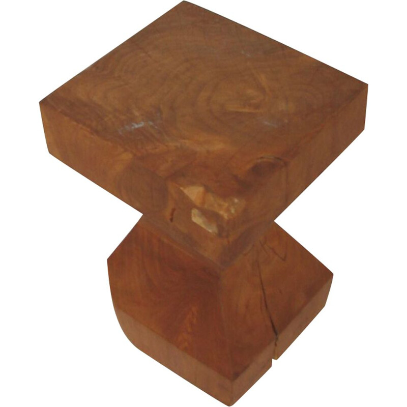 Vintage solid wood stool 1970