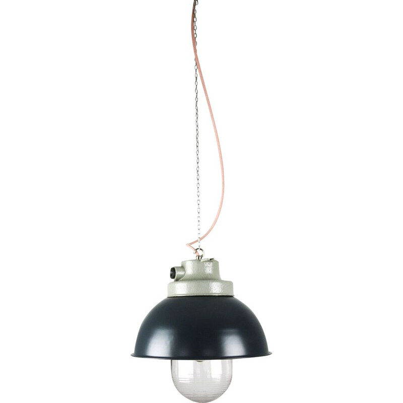 Vintage antracite big industrial pendant lamp from TEP