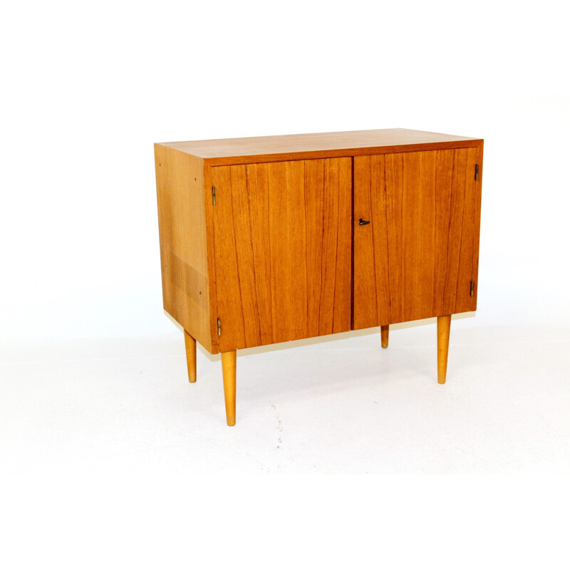 Scandinavian vintage teak and beech chest of drawers, Sweden 1950