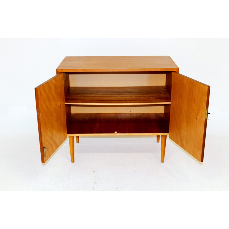 Scandinavian vintage teak and beech chest of drawers, Sweden 1950