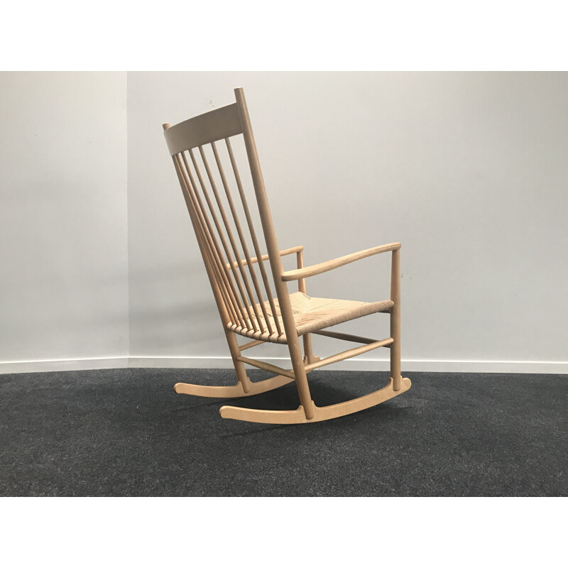 Vintage J16 beech rocking chair by Hans J. Wegner for Fredicia Denmark 1970s