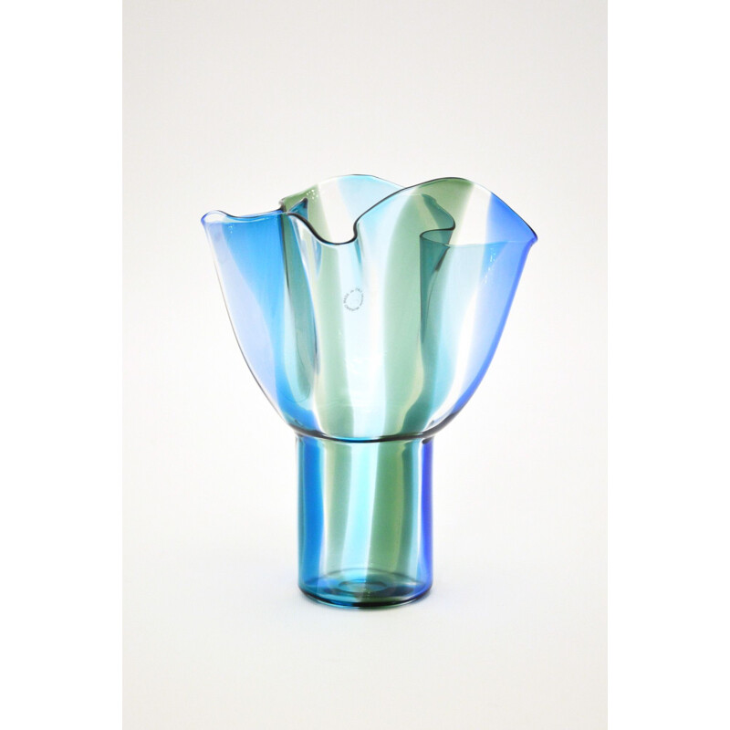 Vase vintage en verre par Timo Sarpaneva pour Venini Kukinto Murano 1991