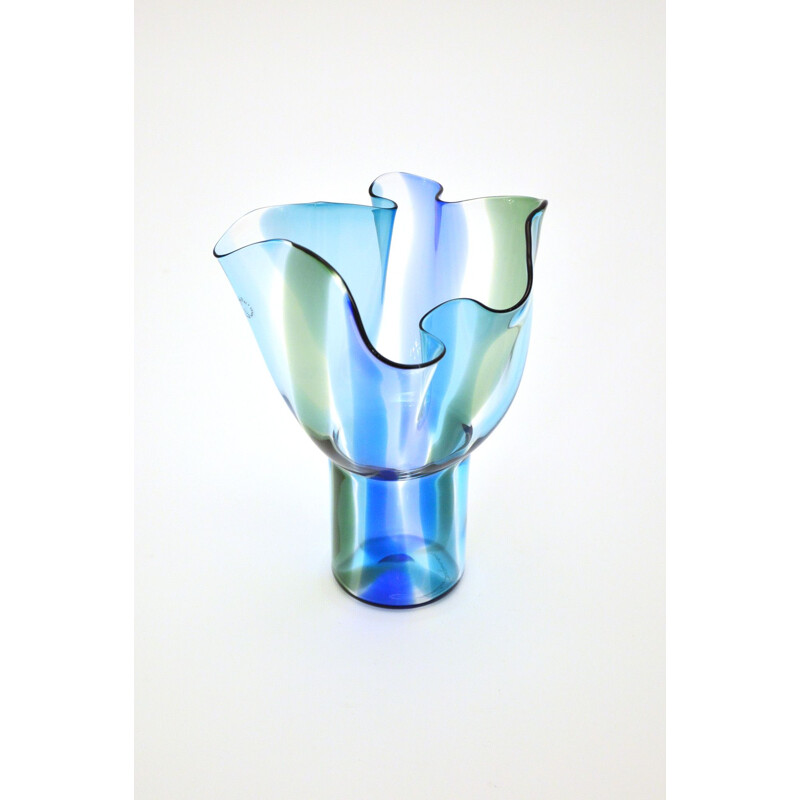 Vase vintage en verre par Timo Sarpaneva pour Venini Kukinto Murano 1991