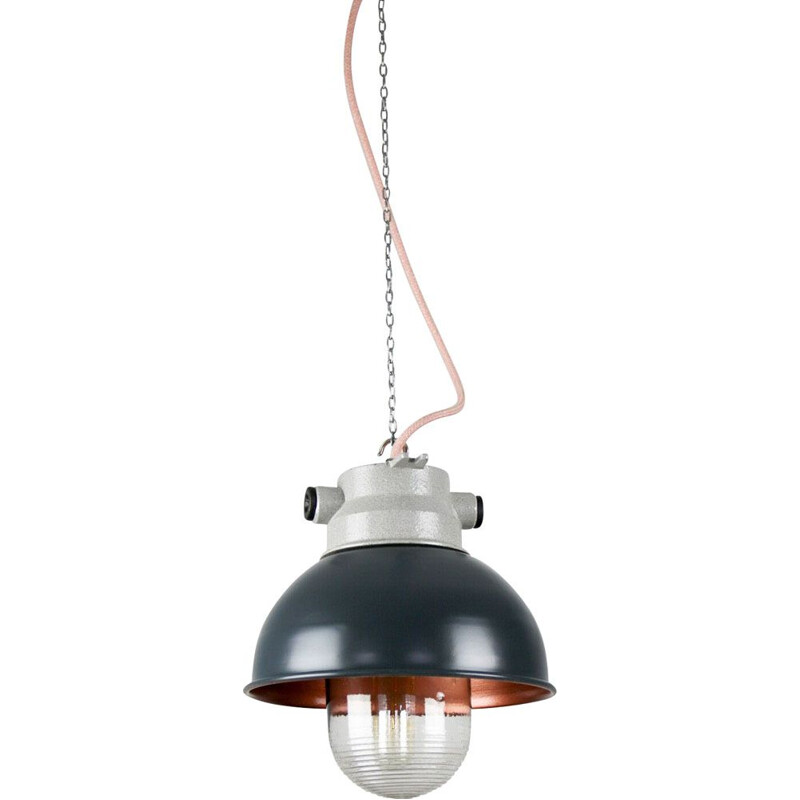 Vintage industrial small pendant lamp in antracite of TEP
