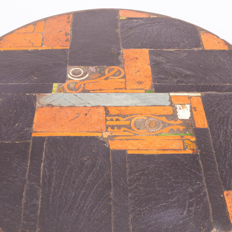 Table basse vintage ronde faite à la main, œuvre d'art Paul Kingma 1978
