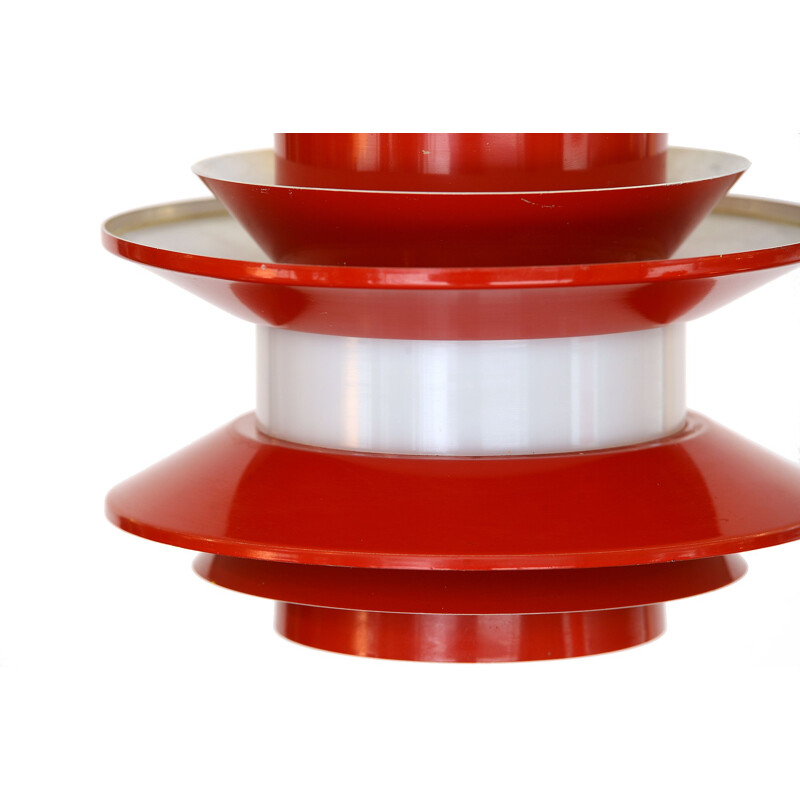 Vintage Pendant light "Trava" in red lacquer by Carl Thore for Granhaga Metallindustri. Sweden 1970s