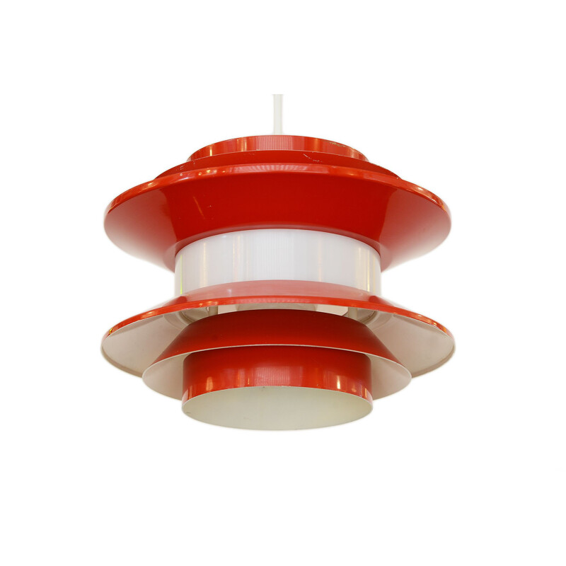 Vintage Pendant light "Trava" in red lacquer by Carl Thore for Granhaga Metallindustri. Sweden 1970s