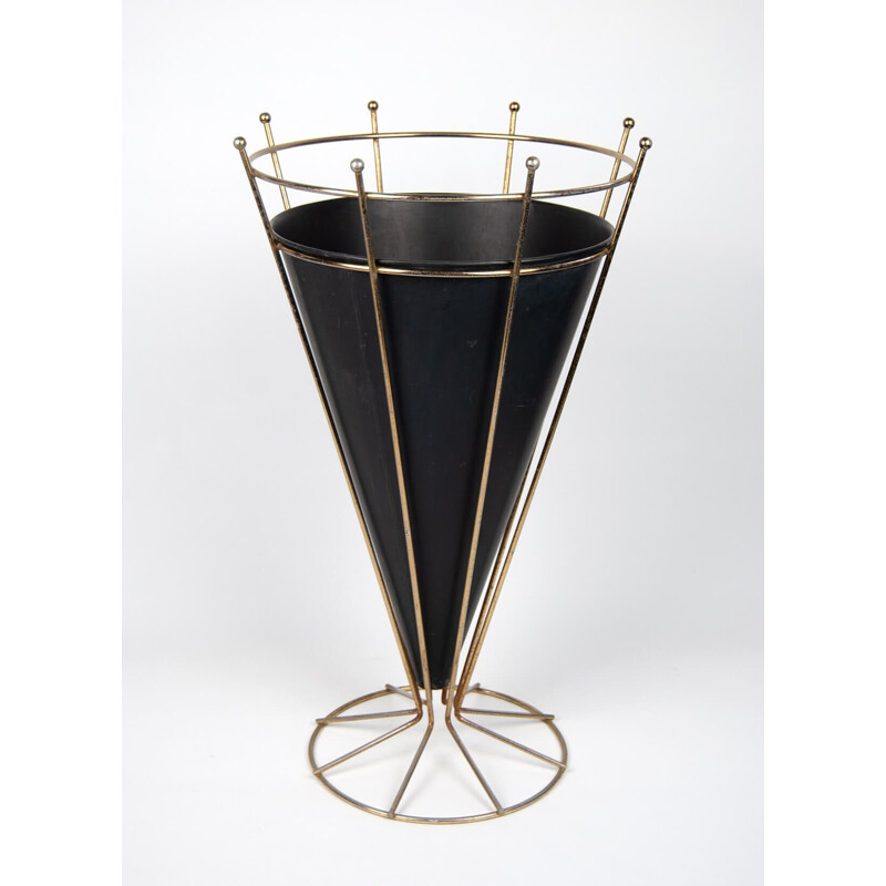 Mid Century Umbrella Stand black Metal 1950s