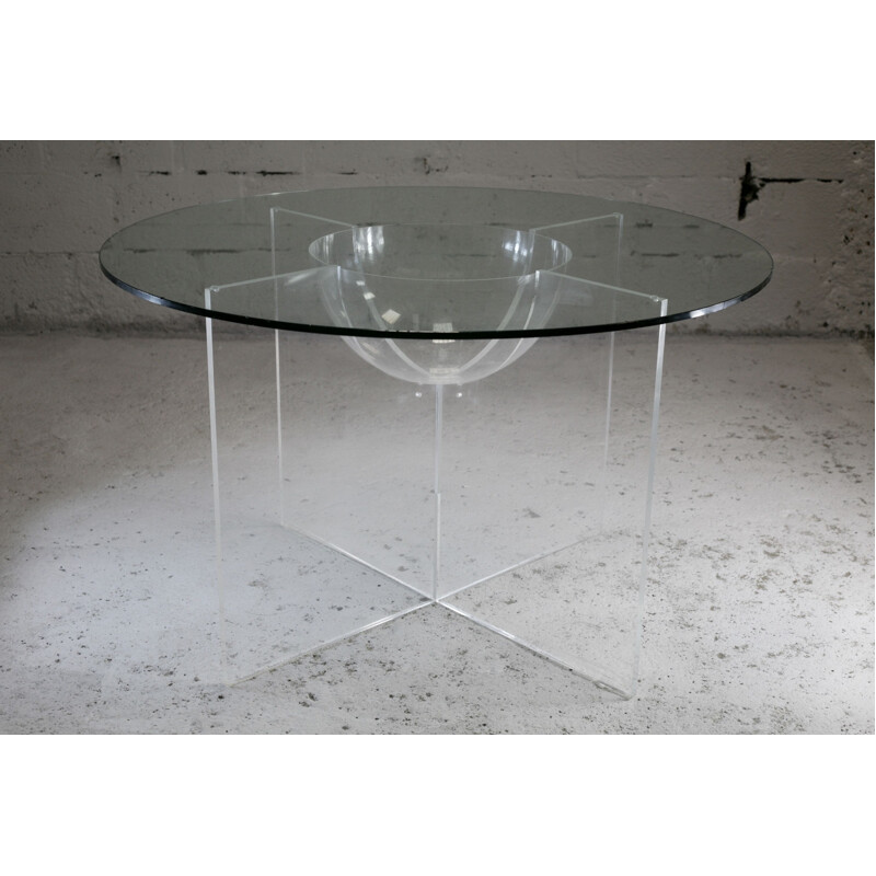 Vintage dining table by Yonel Lebovici, Aquarophile, large model, 1965 