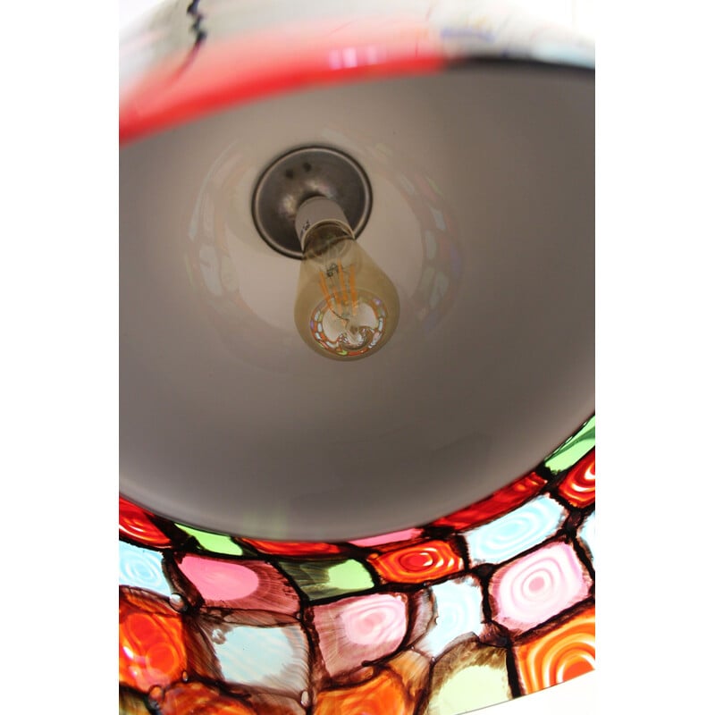 Vintage Glass Lampshade, Noti Massari Designer For Leucos 1970s