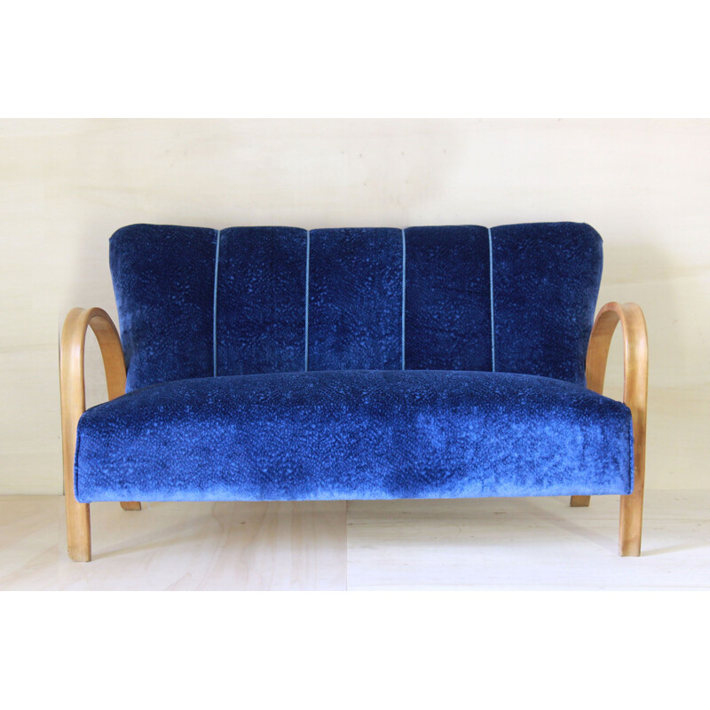 Vintage velvet sofa art deco italian 1940s 