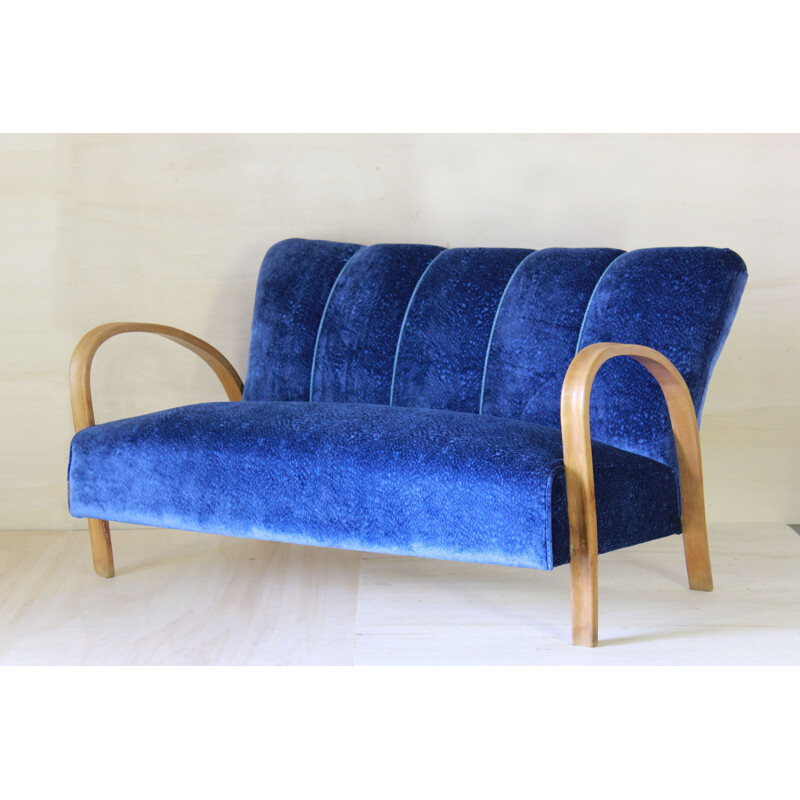 Vintage velvet sofa art deco italian 1940s 