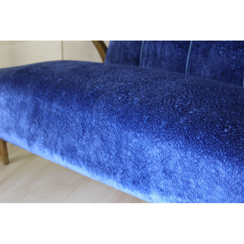 Vintage velvet sofa art deco italian 1940s 