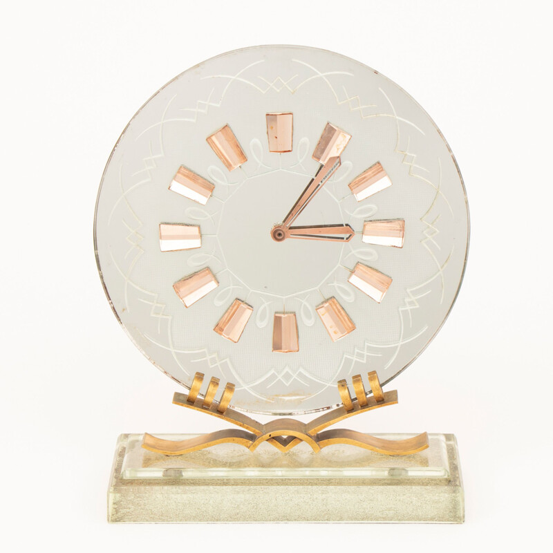 Vintage Art Deco glass clock, Italy