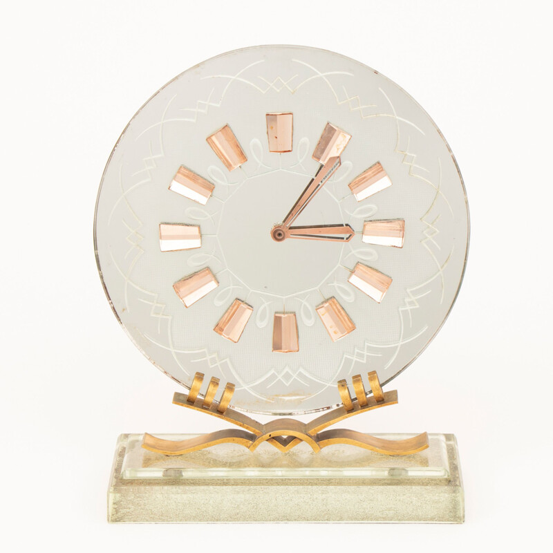Vintage Art Deco Uhr aus Glas, Italien