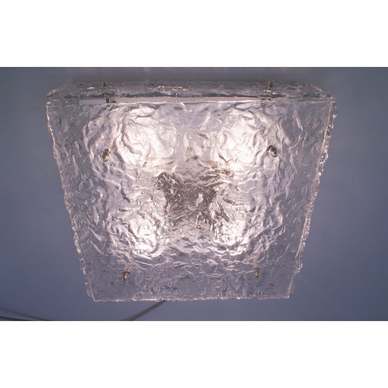 Vintage Ice Glass Pendant Lamp from Kalmar, 1970s