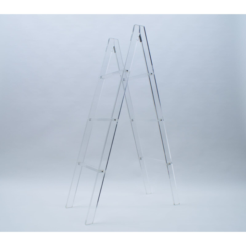 Vintage transparent plexiglass ladder rack, Italy 1960