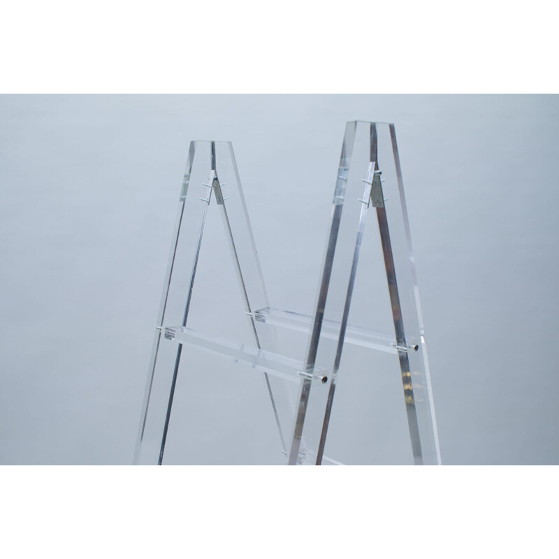 Vintage transparent plexiglass ladder rack, Italy 1960