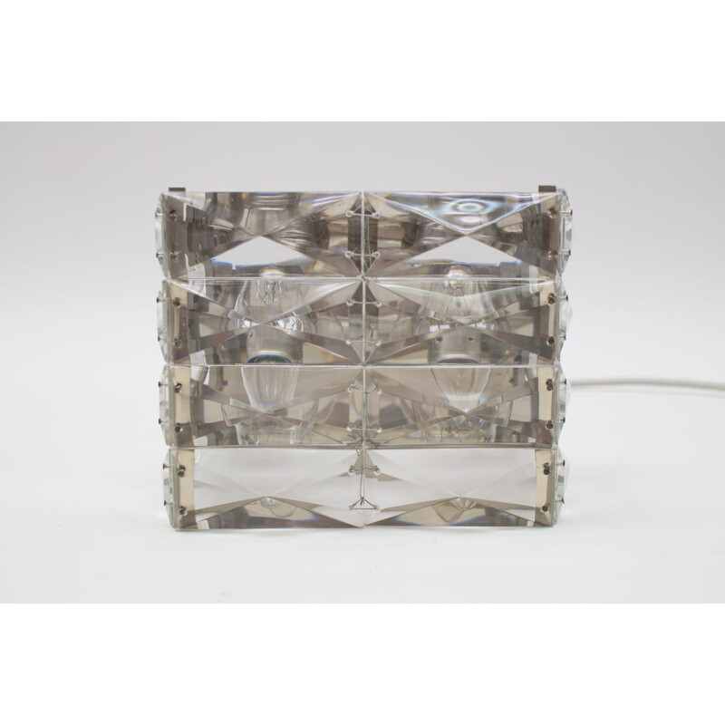 Vintage nickel-plated crystal glass wall lamp by Bakalowits and Söhne, Austria 1960